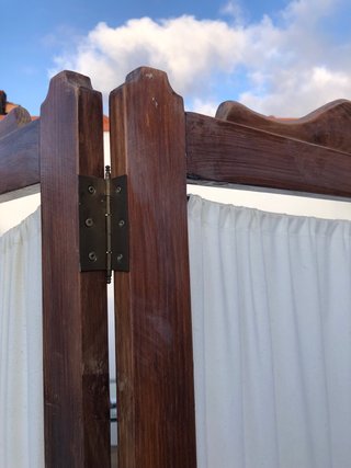Biombo antiguo madera y tela tamaño grande