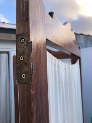 Biombo antiguo madera y tela tamaño grande