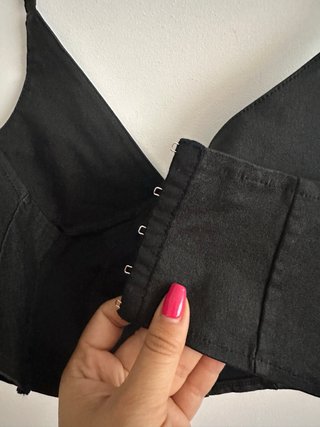 Top Corsé Satén Negro Talla S