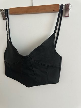 Top Corsé Satén Negro Talla S