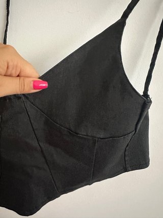 Top Corsé Satén Negro Talla S