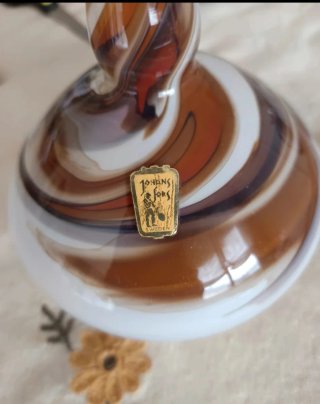 Adorno Cristal Johan Fors Suecia Marrón Blanco