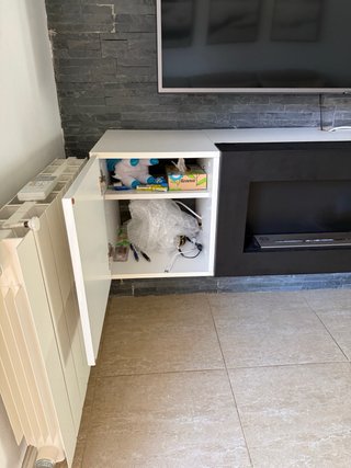 Mueble TV Blanco con Chimenea Bioetanol