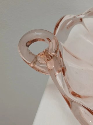 Set Tazze e Vassoio Vintage Rosa Vetro