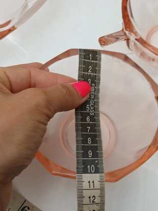 Set Tazze e Vassoio Vintage Rosa Vetro