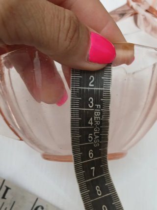 Set Tazze e Vassoio Vintage Rosa Vetro