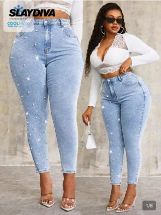 Vaqueros Shein mujer con perlas T50 Nuevos