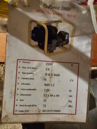 Generador 2100W G-Force 2600