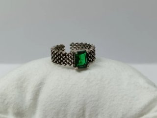 Anillo Plata 925 Vintage Piedra Verde