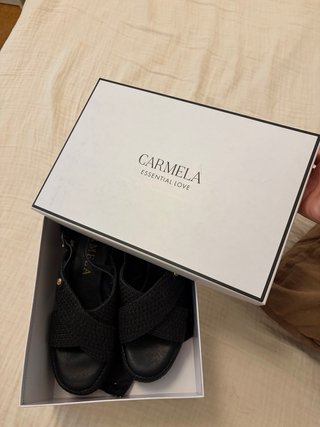Sandalias Carmela Mujer Cuña Negras Talla 38