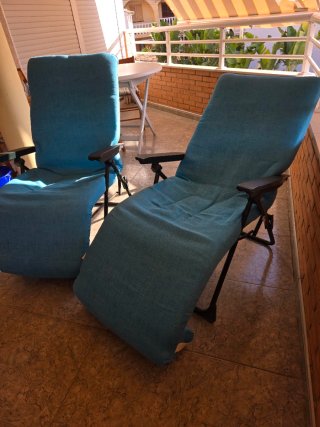 2 Sillones Reclinables Tela Azul