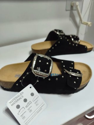 Sandalias Birkenstock Mujer Tachuelas Negro/Plata