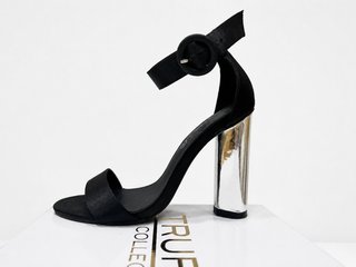Asos Sandalias tacón 10cm plateado negras