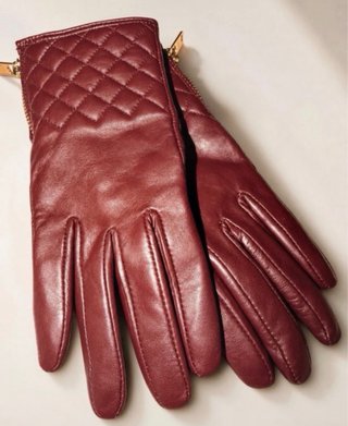 Guantes de piel rojos con cremallera
