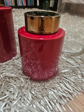 Conjunto 2 Frascos Vermelhos e 1 Jarra