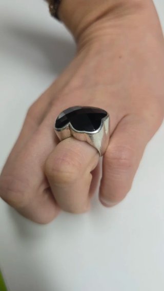 Anillo Tous Plata 925 Corazón Ónix Negro