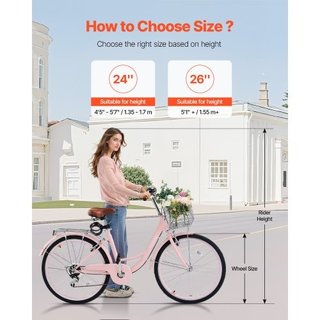 Cruiser Bike, 7-Speed, 26-Inch Pink Beach Cruiser
