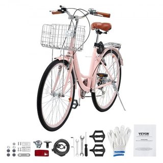 Cruiser Bike, 7-Speed, 26-Inch Pink Beach Cruiser