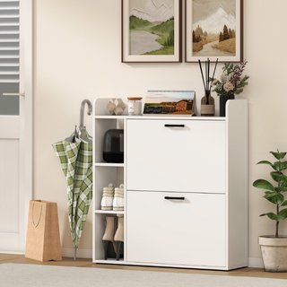Scarpiera Slim con 2 Cassetti Ribaltabili e 3 Vani