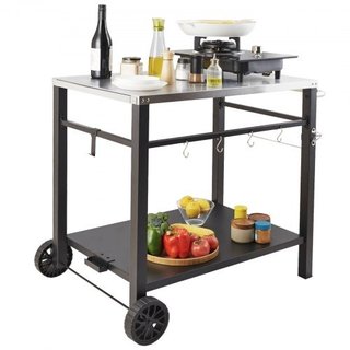 Outdoor Grill Dining Cart with Double-Shelf, BBQ M