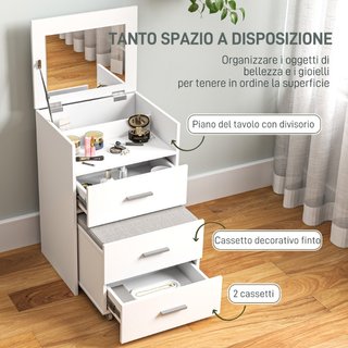 Tavolo da Trucco in Legno con Specchio Ribaltabile