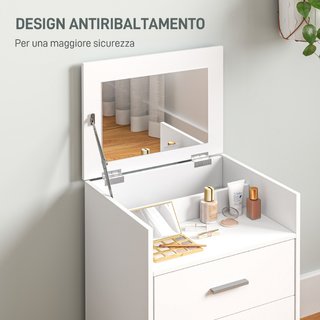Tavolo da Trucco in Legno con Specchio Ribaltabile