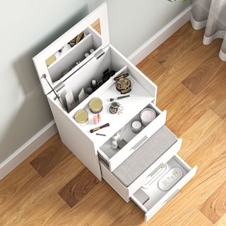 Tavolo da Trucco in Legno con Specchio Ribaltabile