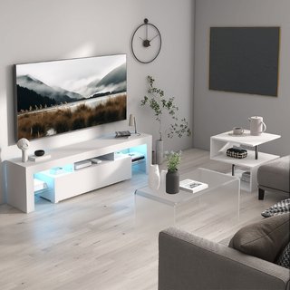 Mesa baja de piso, Mesa de salón blanca, Diseño mo