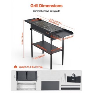 Foldable Charcoal Grill, Portable Charcoal Barbecu
