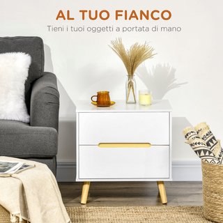 Comodino Moderno con 2 Cassetti in Truciolato e Ga