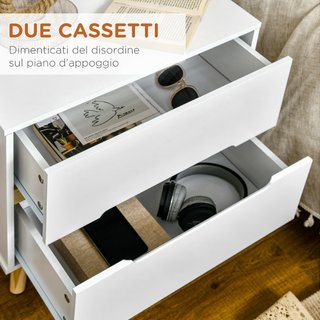 Comodino Moderno con 2 Cassetti in Truciolato e Ga
