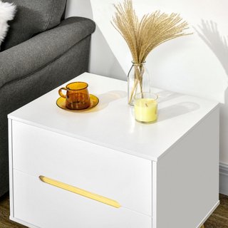 Comodino Moderno con 2 Cassetti in Truciolato e Ga