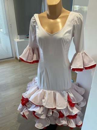 289 Traje Flamenca Volantes Rojo y Blanco
