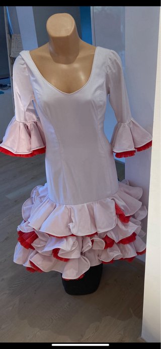 289 Traje Flamenca Volantes Rojo y Blanco