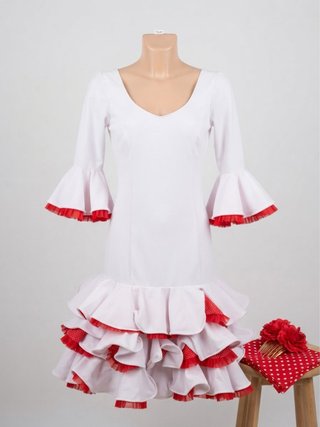 289 Traje Flamenca Volantes Rojo y Blanco