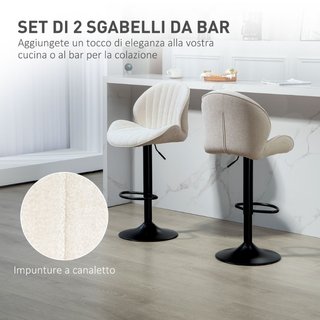 Set 2 Sgabelli da Bar a Conchiglia con Poggiapiedi