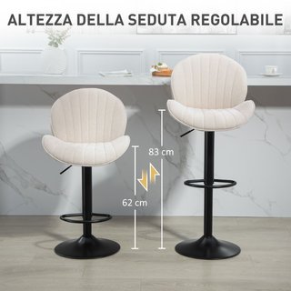 Set 2 Sgabelli da Bar a Conchiglia con Poggiapiedi
