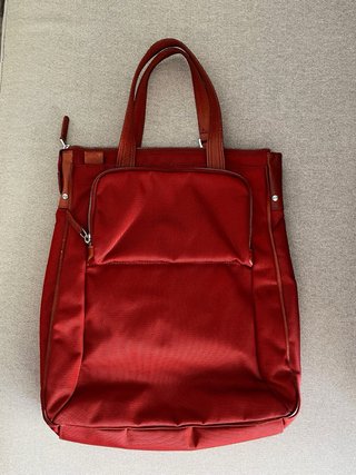 Bolso Piquadro Piel y Tejido Rojo