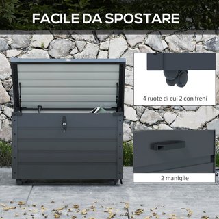 Baule da Esterno da 295L con Serratura e 2 Manigli