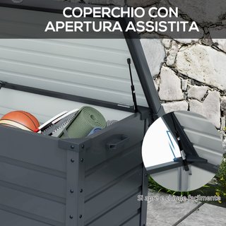 Baule da Esterno da 295L con Serratura e 2 Manigli