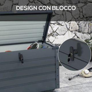 Baule da Esterno da 295L con Serratura e 2 Manigli