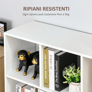 Mueble Librería Portaobjetos de 3 Niveles y 8 Estantes Totales, Mueble para Sala de Estar y Dormitorio en MDF, 97.5X30X100 Cm, Blanco