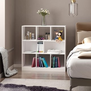 Mueble Librería Portaobjetos de 3 Niveles y 8 Estantes Totales, Mueble para Sala de Estar y Dormitorio en MDF, 97.5X30X100 Cm, Blanco
