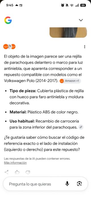 Rejilla Faro Antiniebla Volkswagen