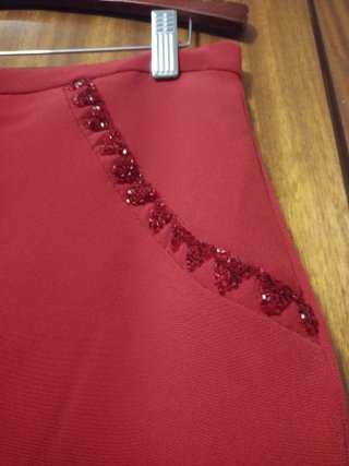 Traje chaqueta vintage rojo con zapatos