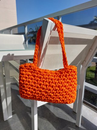 Bolso baguette nuevo crochet naranja