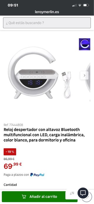 Reloj Despertador Bluetooth Blanco