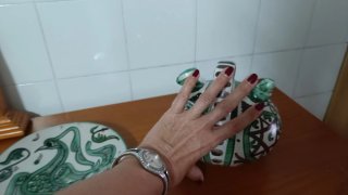 Botijo de cerámica pintado a mano