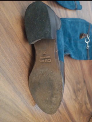 Botas de piel hípica azul y marrón