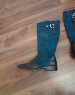Botas de piel hípica azul y marrón